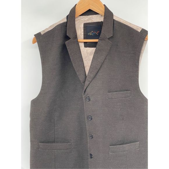 Greg Norman Waistcoat Suit Vest Men Size 44 Brown Button Down - Picture 2 of 10